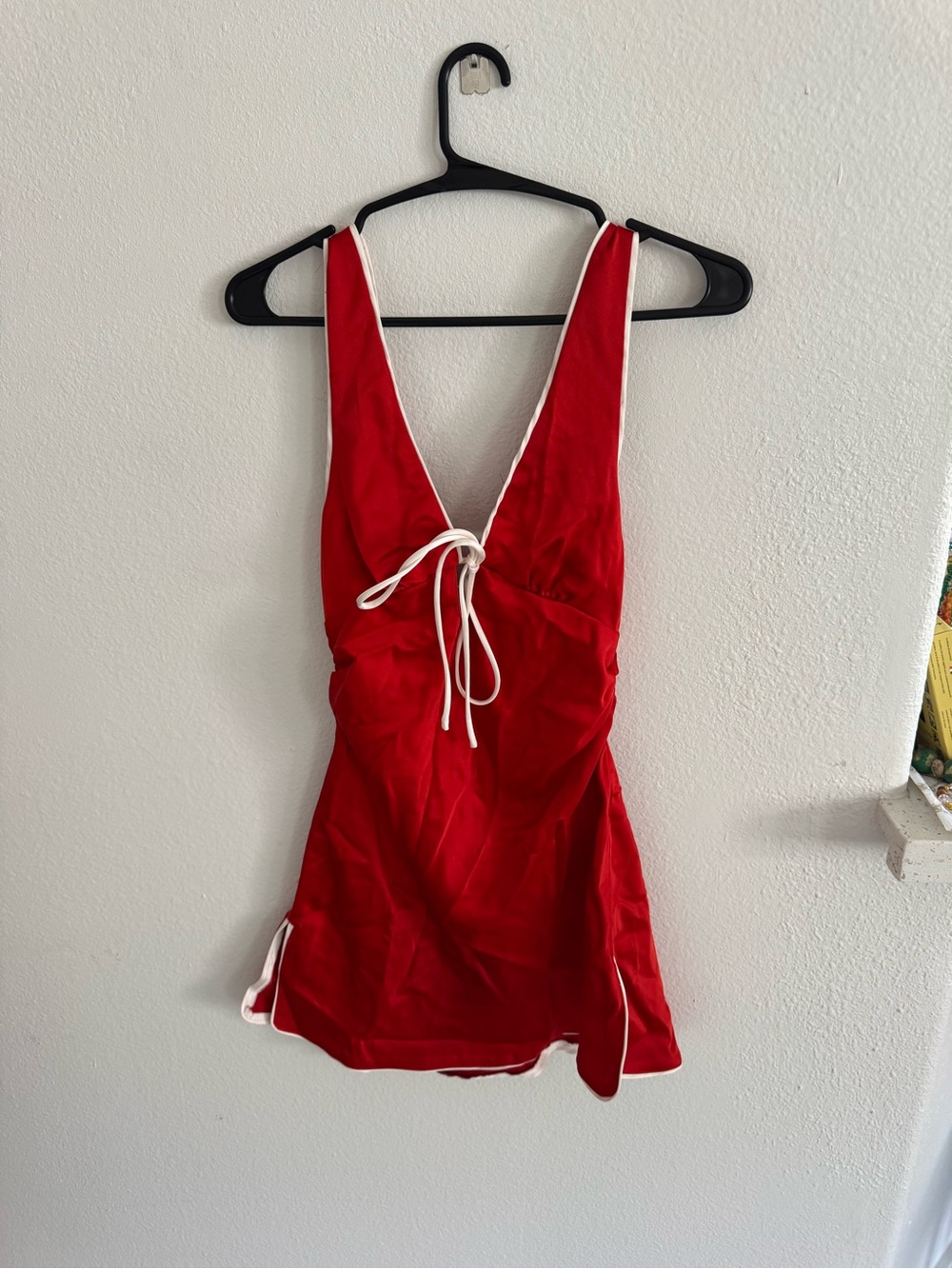 Red Deep-V Tie-Front Dress Zara